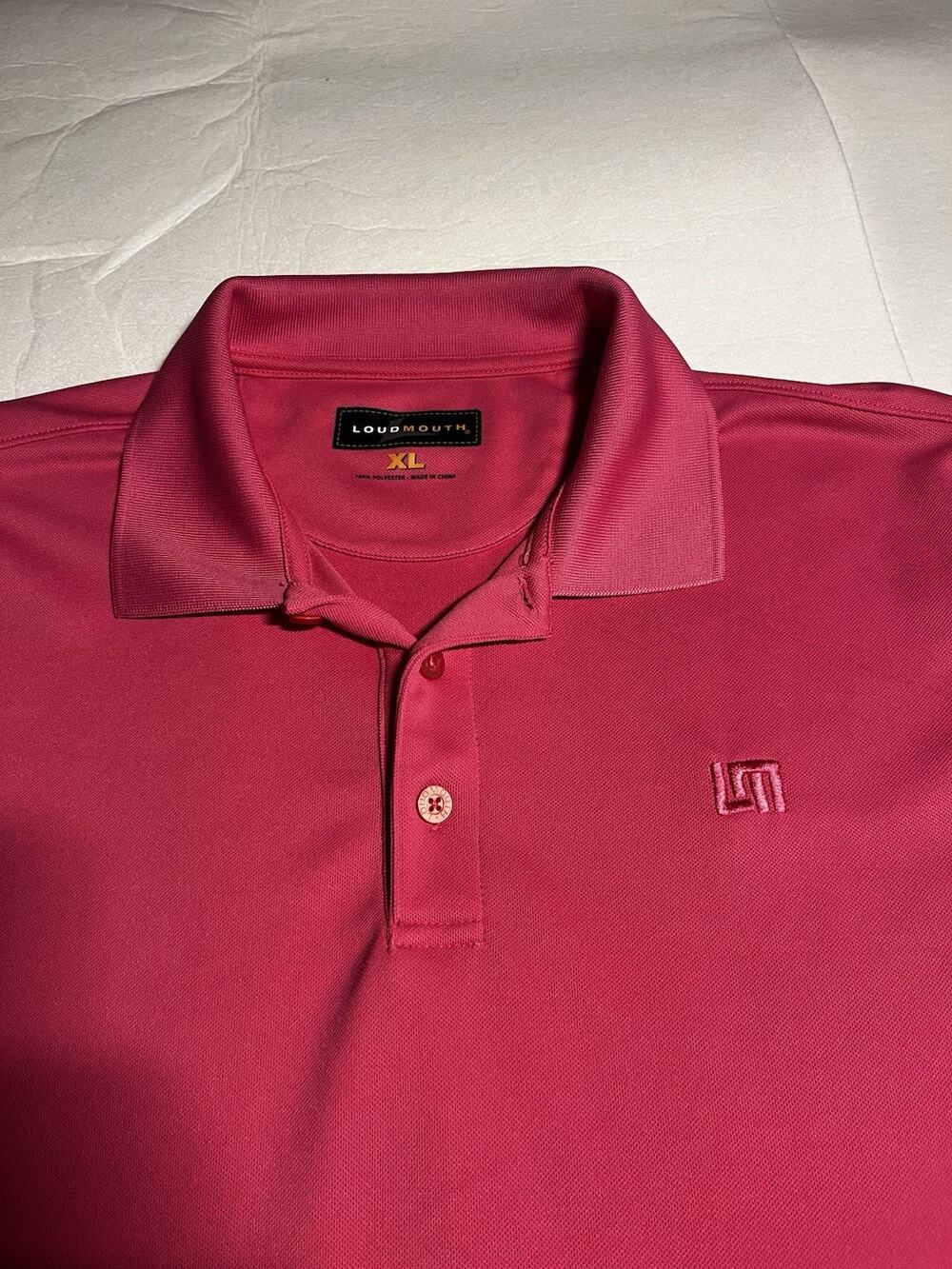 Loudmouth Golf Men’s XL Pink Polo Shirt Performance Polyester Embroidered Logo